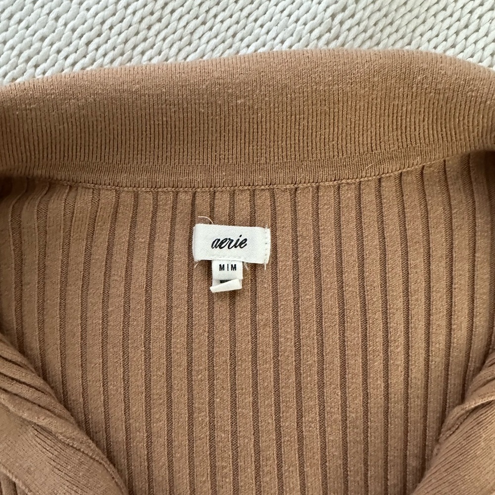 Aerie Gotta Jet! Brown Polo Sweater Size M - Picture 5 of 6
